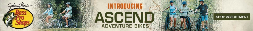 Wide Bass Pro Shops Introducing Ascend Adventure Bikes banner.