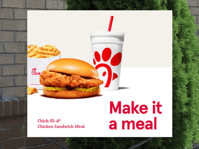 Make it a meal chicken sandwich outdoor sign