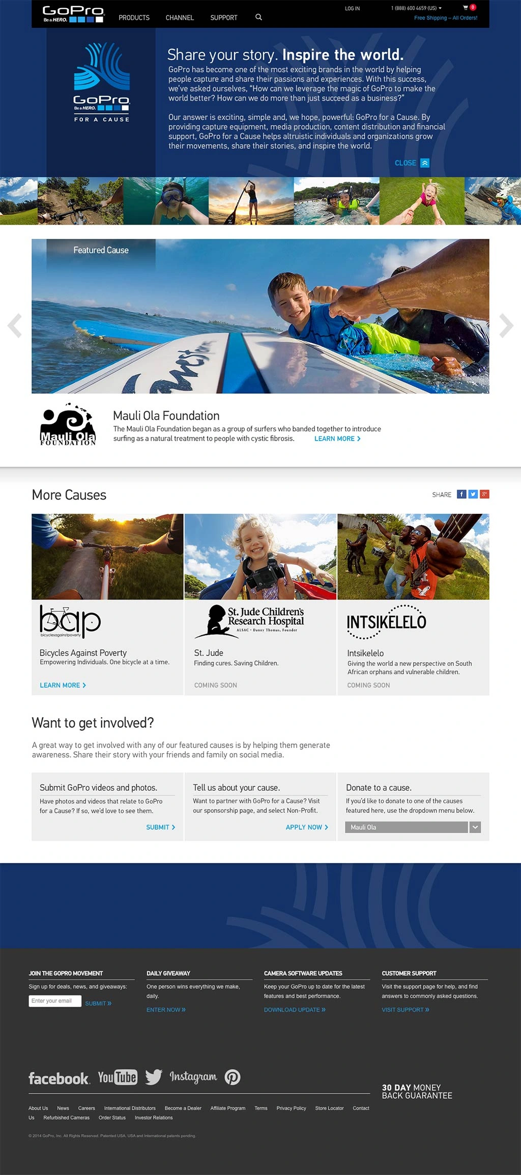 GoPro for a Cause overview page, shown in full.