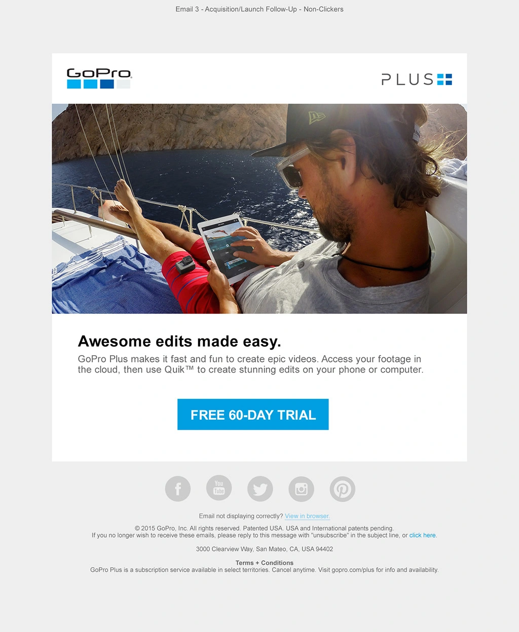GoPro Plus lifecycle email 2, shown in full.