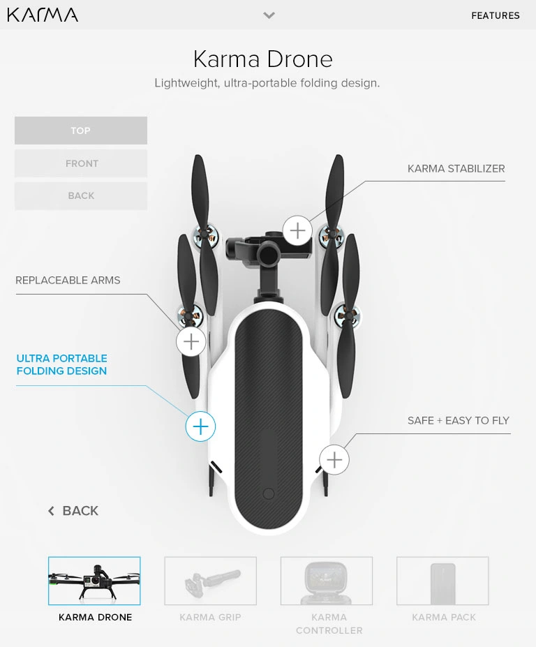 Karma tablet screen: top view