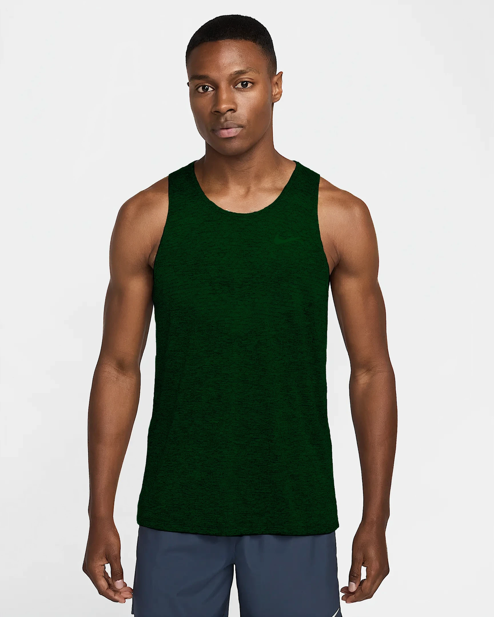 AI apparel variation with a green tank top.
