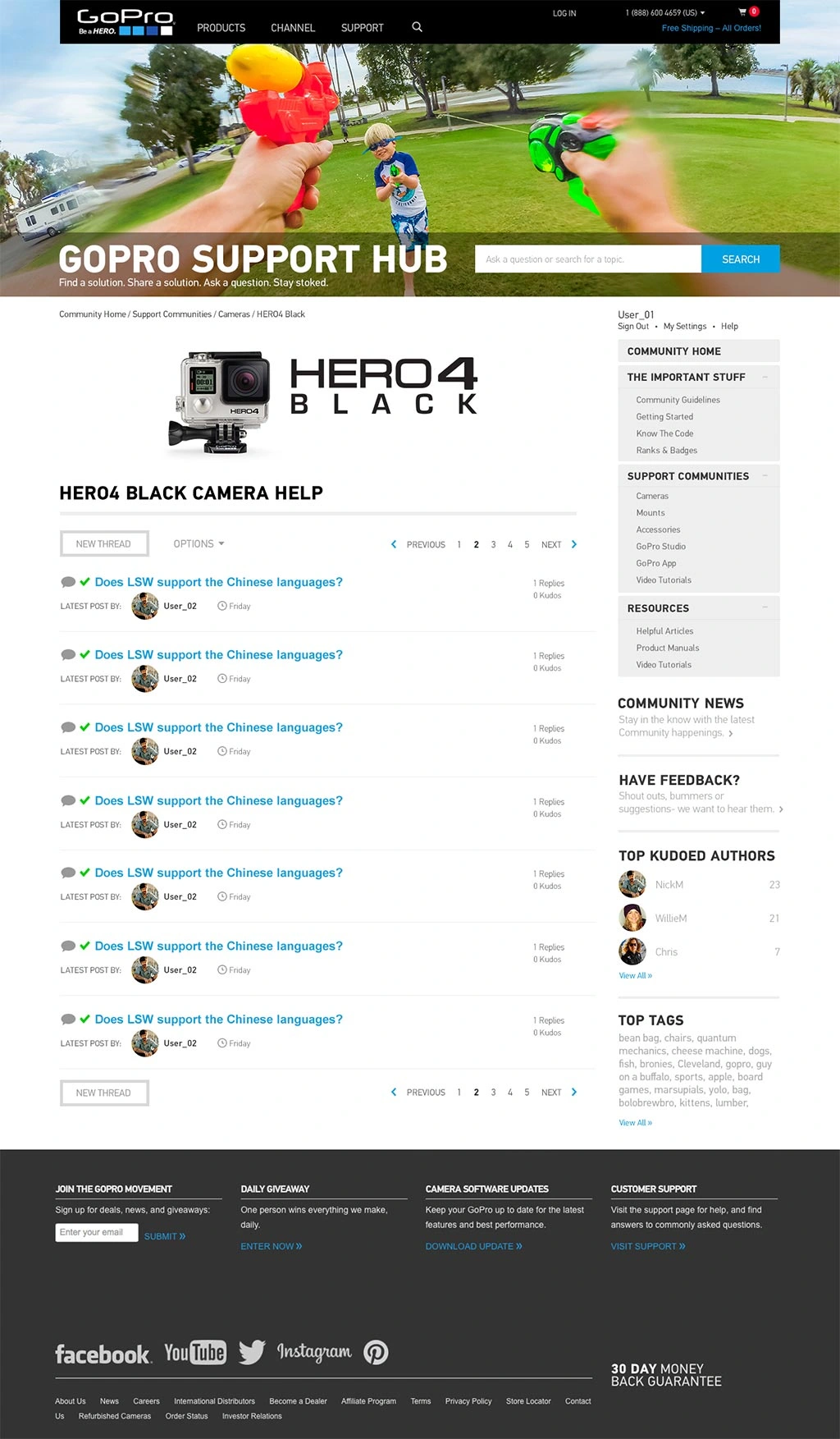 GoPro HERO4 Black camera help, shown in full.