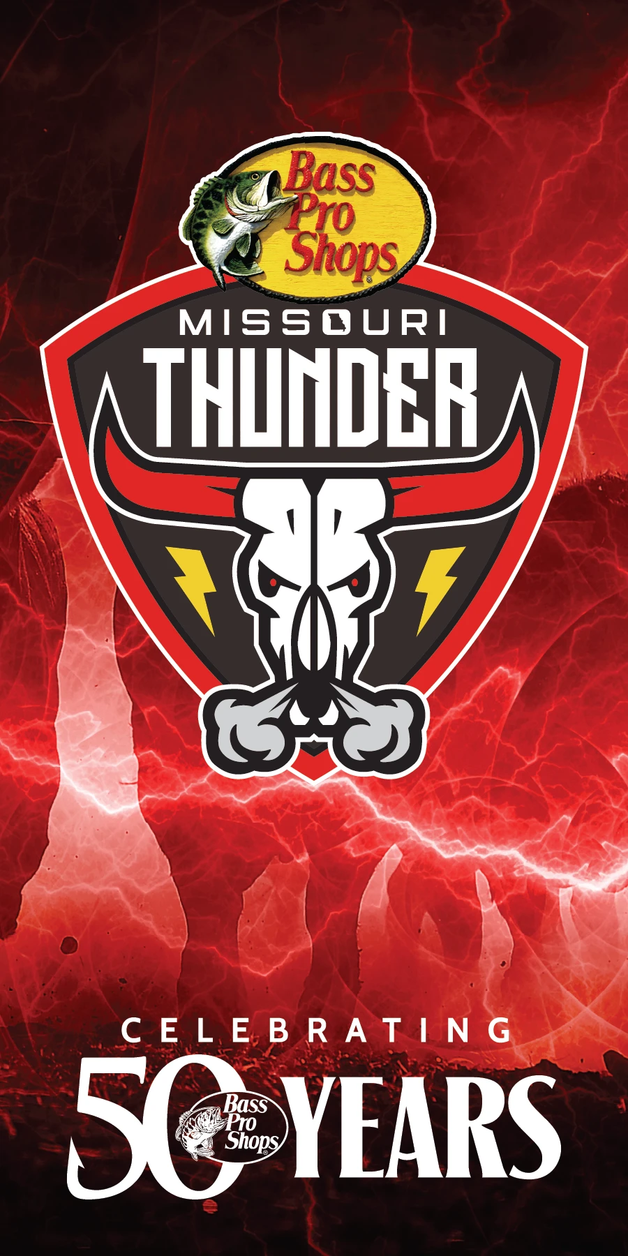 Missouri Thunder and Bass Pro Shops fiftieth anniversary graphic.