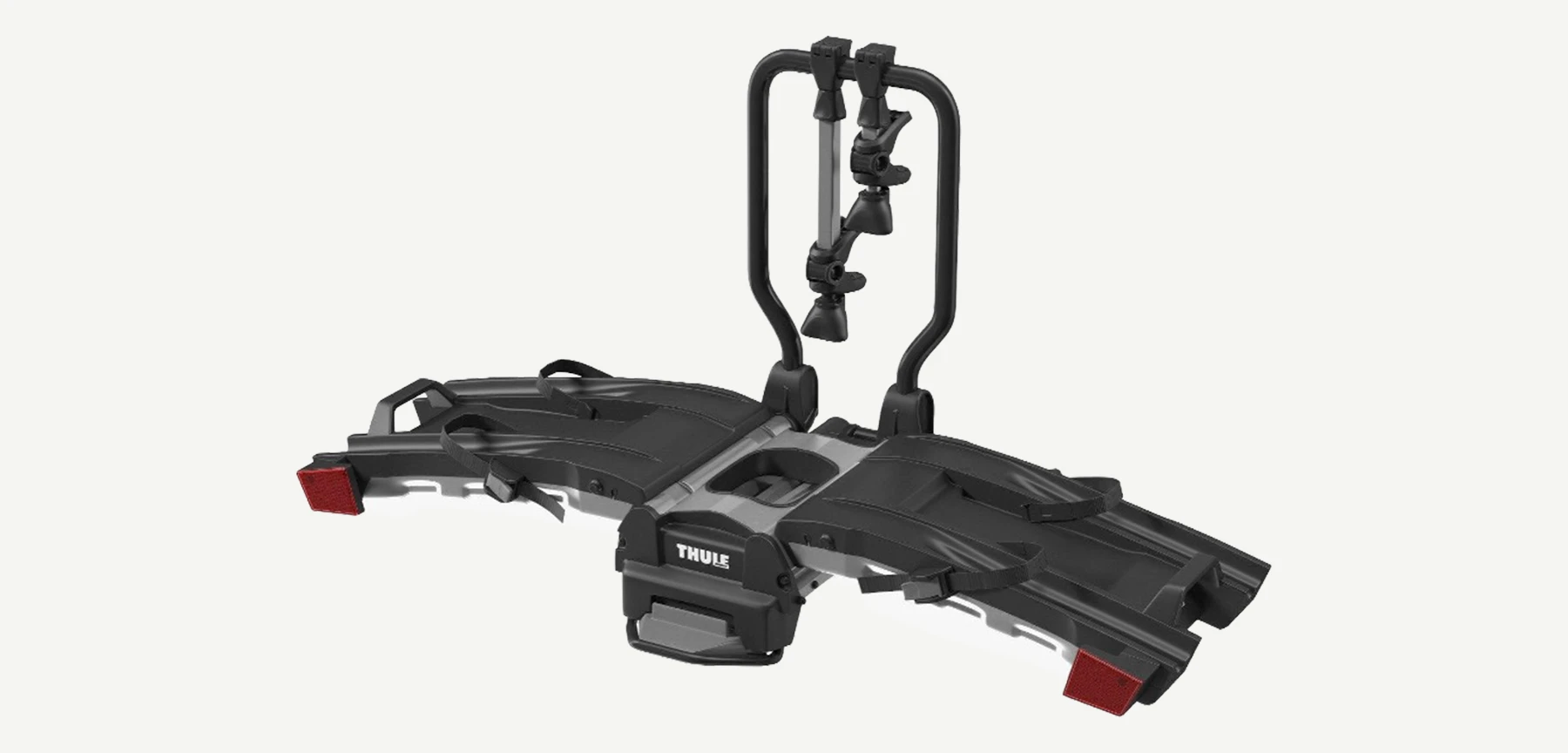 Sourced 3D reference model of the Thule EasyFold XT bike rack on the refreshed neutral background.
